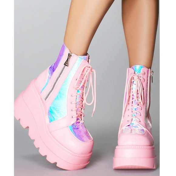 LASR Pink Poison Platform Boots - Picture 1 of 8